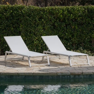 Outdoor Mesh Chaise Lounges Set of 2