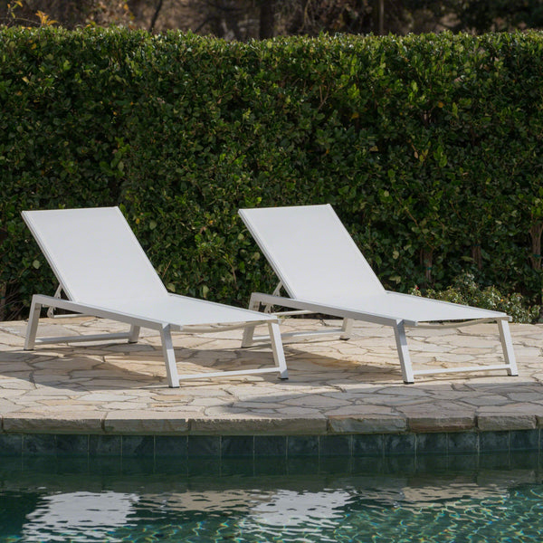 Outdoor Mesh Chaise Lounges Set of 2