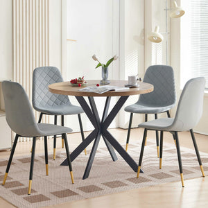 Round Dining Table Set for 4 with Velvet Chairs