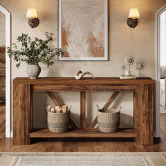 70.9" Narrow Console Sofa Table with Storage Shelf