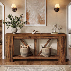 70.9" Narrow Console Sofa Table with Storage Shelf