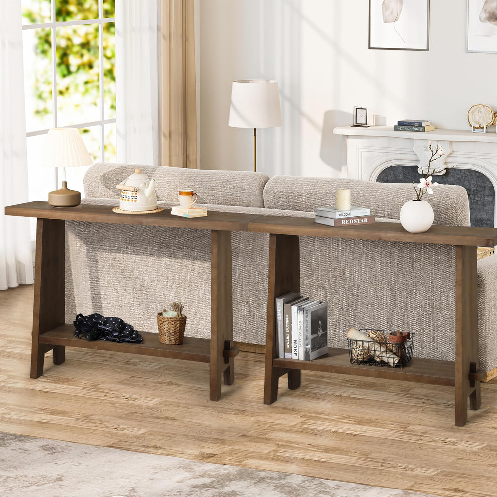 Solid Wood Console Table with Storage Shelf, 43.3"