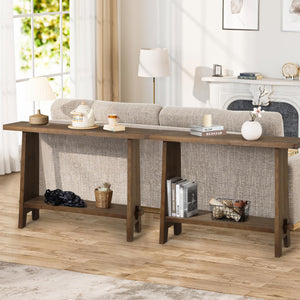 Solid Wood Console Table with Storage Shelf, 43.3"