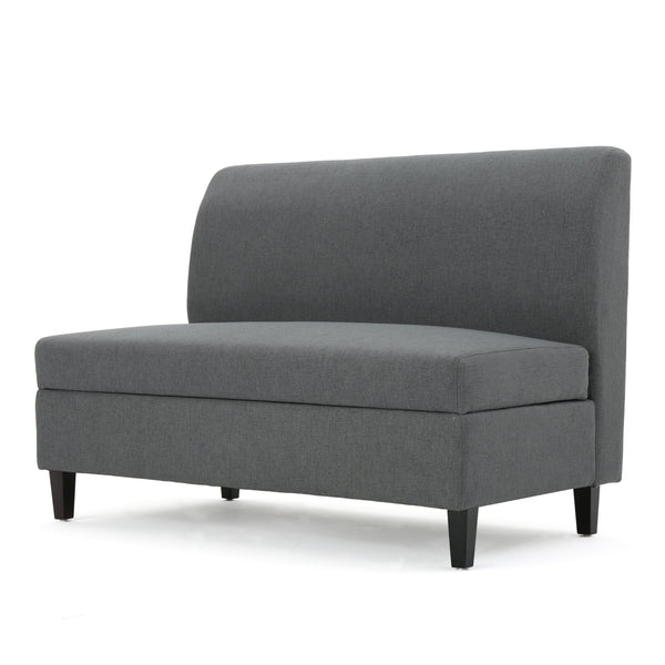 Fabric Storage Loveseat with Hidden Storage - Charcoal
