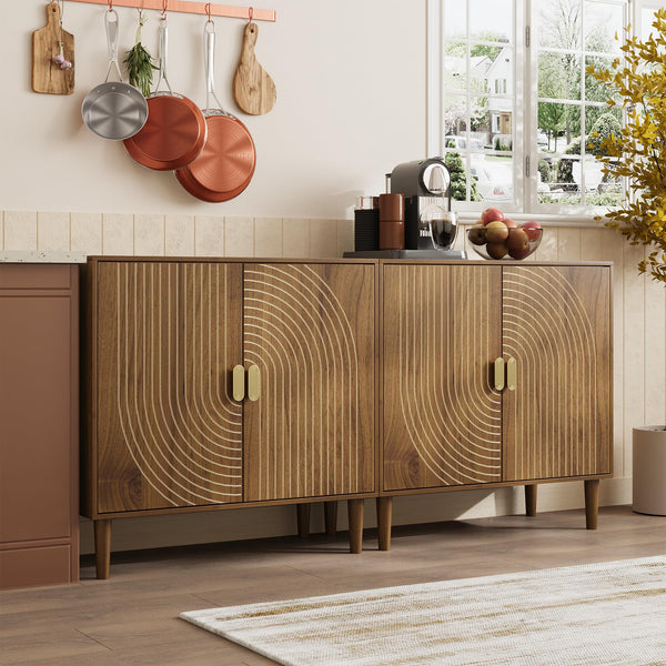 Walnut & Oak Sideboard Cabinet with Adjustable Shelf