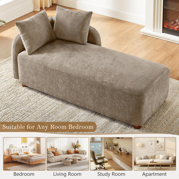 Indoor Chaise Lounge Chair with Deep Seat & 2 Pillows