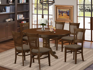 7-Piece Oval Dining Table Set with Butterfly Leaf & 6 Upholstered Chairs