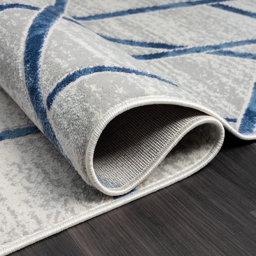 Blue Grey Criss Cross Area Rug