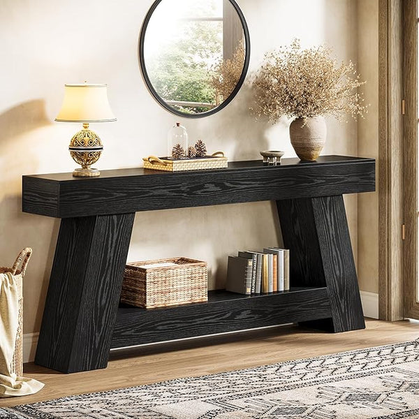 70.87" Farmhouse Console Table with 2-Tier Storage