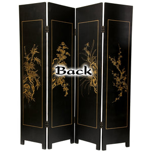 Red Lantern Hand Crafted Artisanal 6 ft. Tall Four Seasons Flowers Screen