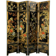 Red Lantern Hand Crafted Artisanal 6 ft. Tall Four Seasons Flowers Screen