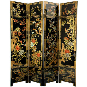 Red Lantern Hand Crafted Artisanal 6 ft. Tall Four Seasons Flowers Screen