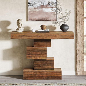 Farmhouse Console Table with Geometric Base, 42.5"
