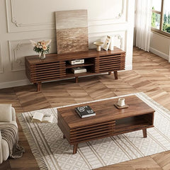 Living Room Table Set – Coffee Table, TV Stand & End Tables, Walnut