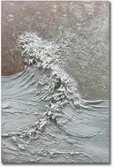 24x36" Hand-Painted 3D Texture Abstract Sea Wave Oil Painting – Modern Minimalist Canvas Wall Art