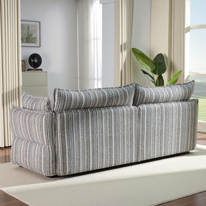 86" 3-Seater Storage Sofa with Striped Fabric & Wood Frame