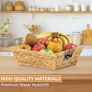 Trapezoid Wicker Storage Baskets with Handles – Water Hyacinth Organizer