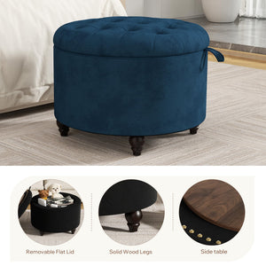 24-Inch Round Tufted Storage Ottoman