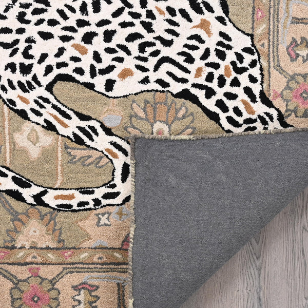 Leopard Print Wool Area Rug – Hand-Tufted, 5x8