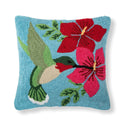 Hummingbird Floral Hooked Accent Throw Pillow 16" x 16" Multicolored