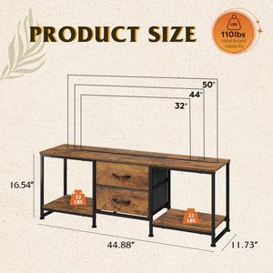 TV Stand with Drawers & Open Storage Shelves for 50" TVs