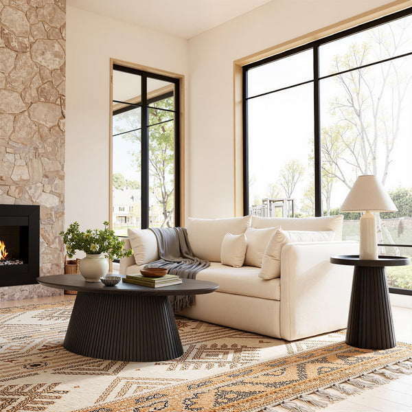 Oval Coffee Table with Fluted Design