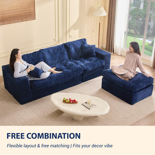 Modular L-Shaped Sectional Sofa with Ottoman