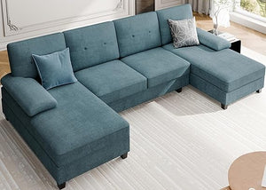 U-Shaped Sectional Sofa with Double Chaise – 4-Seat Living Room Couch