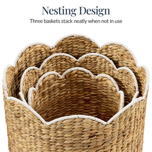 Water Hyacinth Nesting Storage Baskets Set of 3