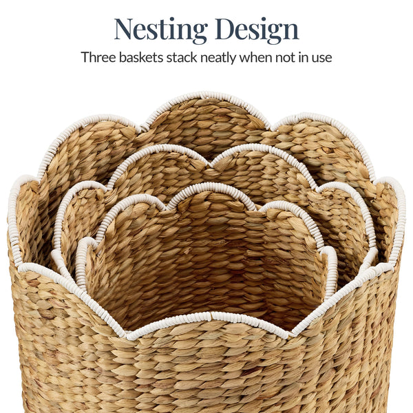Water Hyacinth Nesting Storage Baskets Set of 3