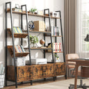 Ladder Bookshelf with 4 Doors & 12 Open Shelves