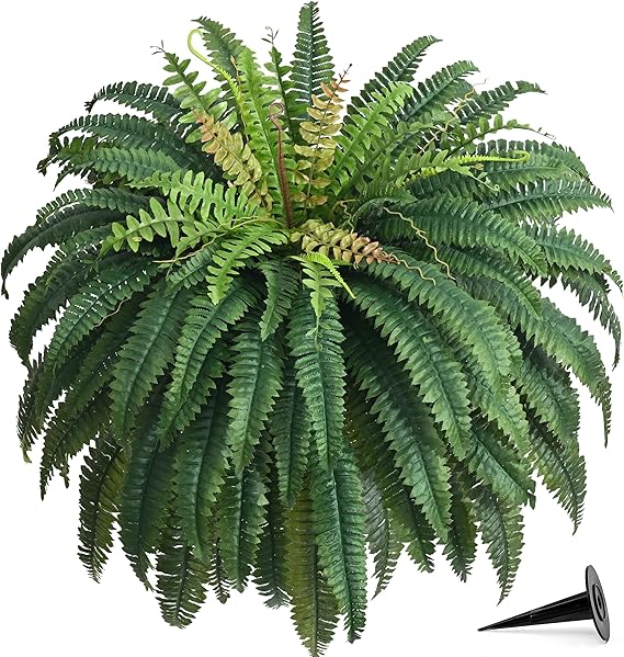 Large Artificial Boston Fern – UV Resistant Faux Fern for Outdoor & Indoor Decor