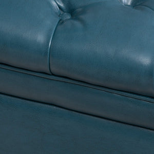 Teal PU Storage Ottoman