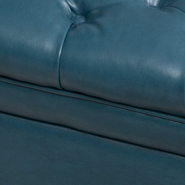 Teal PU Storage Ottoman