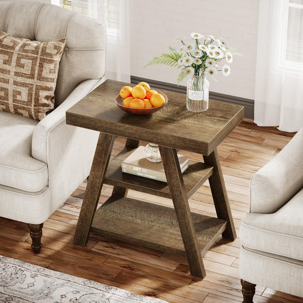 3-Tier Farmhouse End Table with Storage
