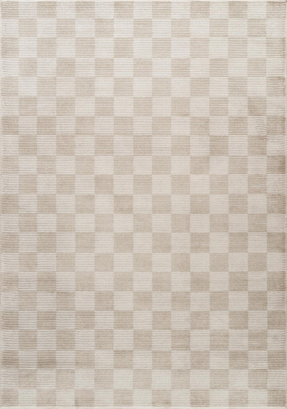 Cream Checkered Area Rug
