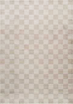 Cream Checkered Area Rug