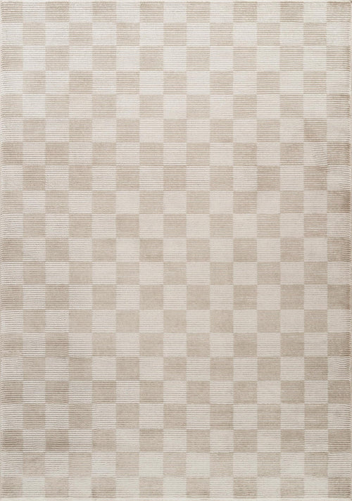Cream Checkered Area Rug