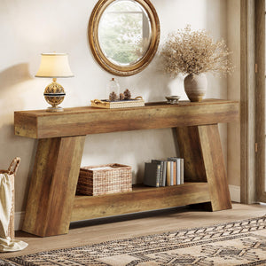 70.87" Farmhouse Console Table with 2-Tier Storage