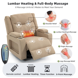 Oversized Power Recliner with Massage, Heat & Swivel Rocker