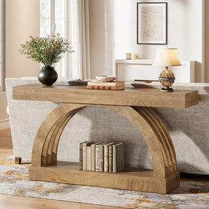 63-Inch Arched Console Table with Storage Shelf