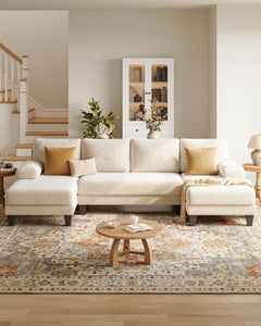 112-Inch U-Shaped Sectional Sofa with Double Chaise