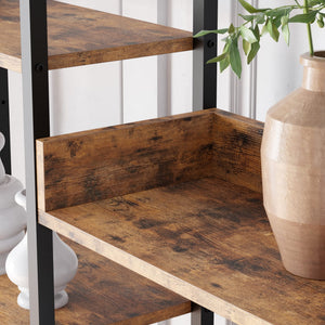 Triple Wide 5-Tier Industrial Bookshelf with Metal Frame