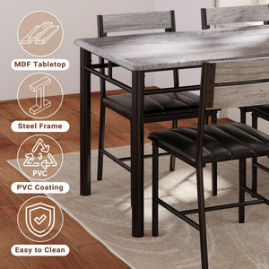 5-Piece Dining Table Set for 4 with Upholstered Chairs