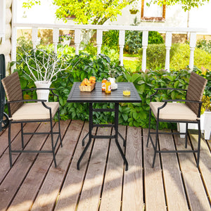 32-Inch Square Outdoor Steel Bar Table