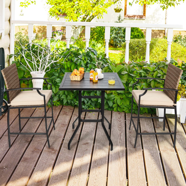 32-Inch Square Outdoor Steel Bar Table