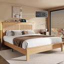 Queen Bed Frame with Tall Headboard, Charging Station & RGB LED