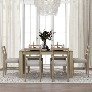 Extendable 7-Piece Dining Table Set with 6 Upholstered Chairs