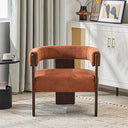 Barrel Accent Chair – Velvet Upholstered Lounge Chair with Rubberwood Frame