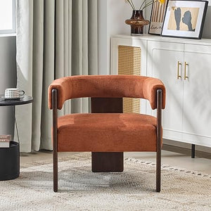 Barrel Accent Chair – Velvet Upholstered Lounge Chair with Rubberwood Frame